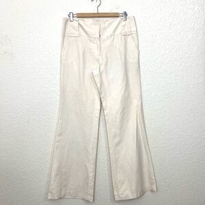 Diane Von Furstenberg Trouser Pants Cream Ivory Wide Leg Linen Cotton Size 10